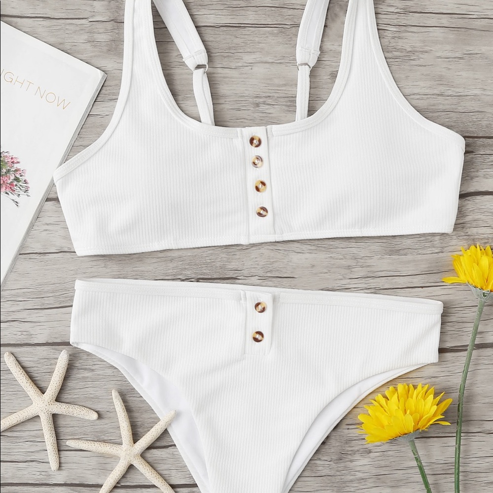 Button Front Bikini Set